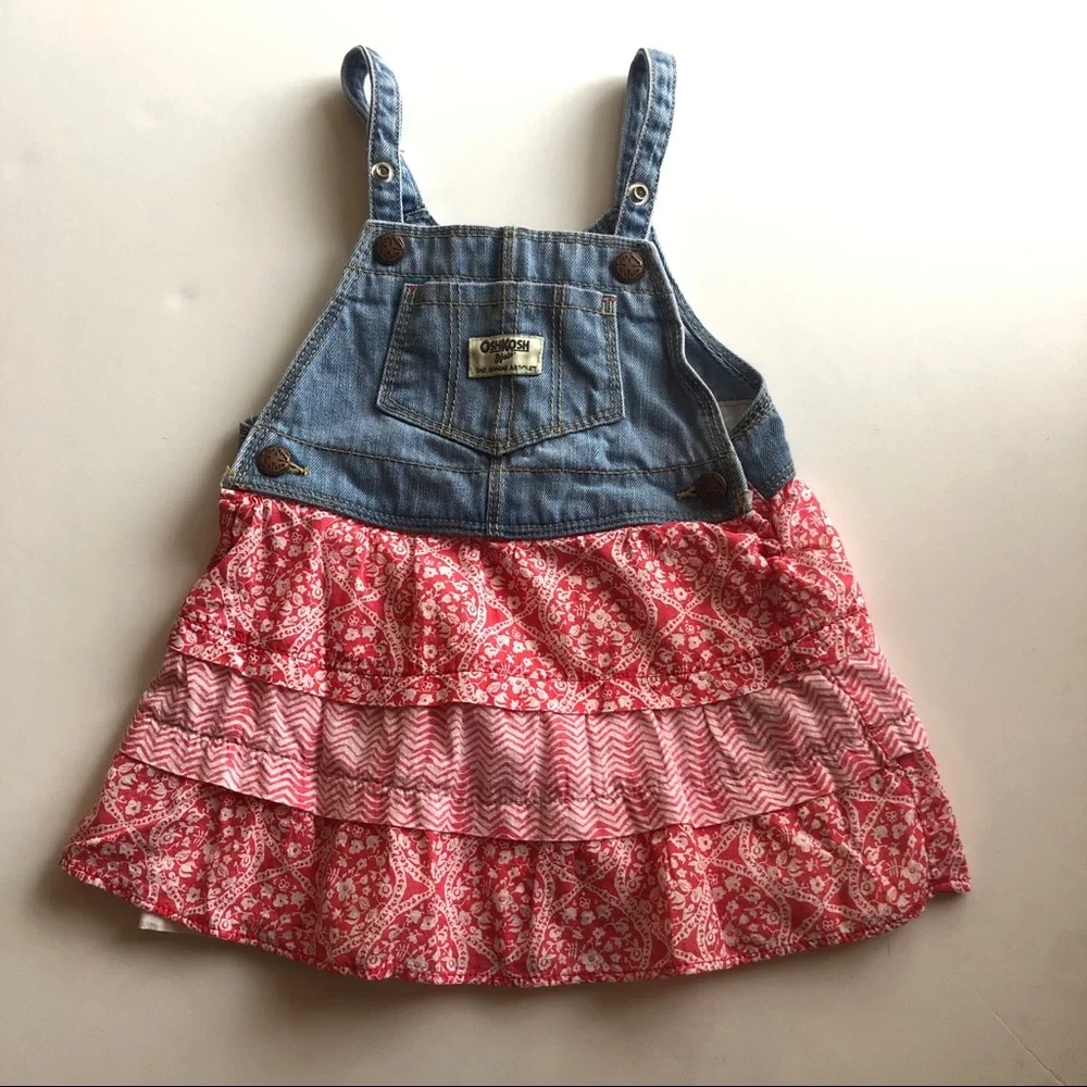 Oshkosh denim jumper ruffle tiered skirt